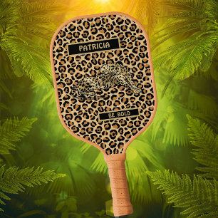 The Leopard Name Personalize Message   Pickleball Paddle