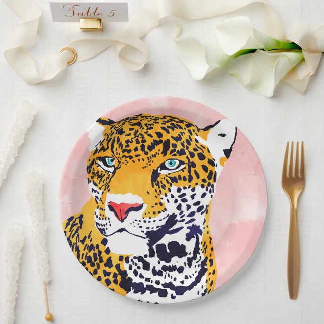 The Leopard Portrait Paper Plate (Wedding)