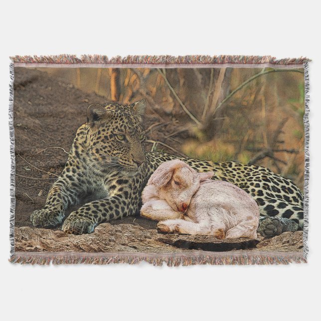 The leopard shall lie down with the kid-Isaiah 11 Throw Blanket (Front)