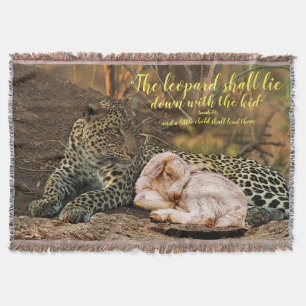 The leopard shall lie down with the kid-Isaiah 11 Throw Blanket