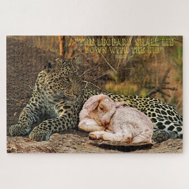 The leopard shall lie down with the lamb-Isaiah 11 Jigsaw Puzzle (Horizontal)
