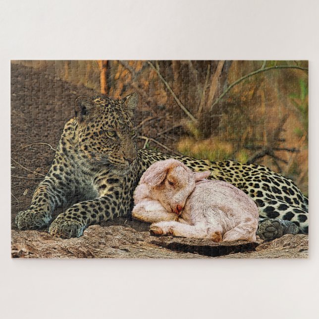 The leopard shall lie down with the lamb-Isaiah 11 Jigsaw Puzzle (Horizontal)