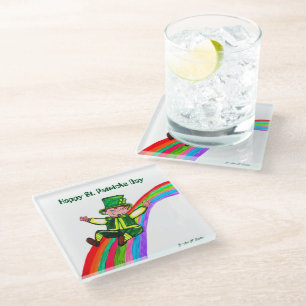 THE LEPRECHAUN'S RAINBOW GLASS COASTER