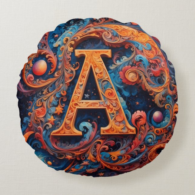 The Letter A Round Pillow (Front)