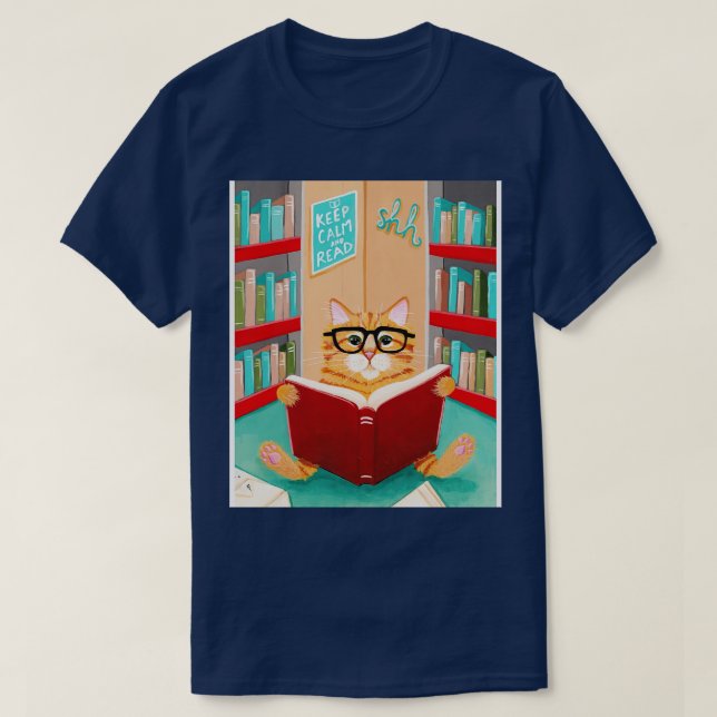 The Library Cat T-Shirt (Design Front)