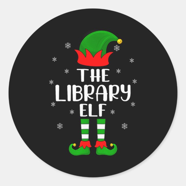 The Library Elf Christmas Party Matching Family Xm Classic Round Sticker (Front)