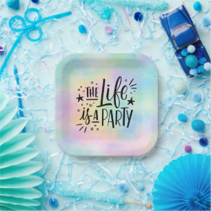 “The Life Is a Party” Colorful Celebration  Paper Plate