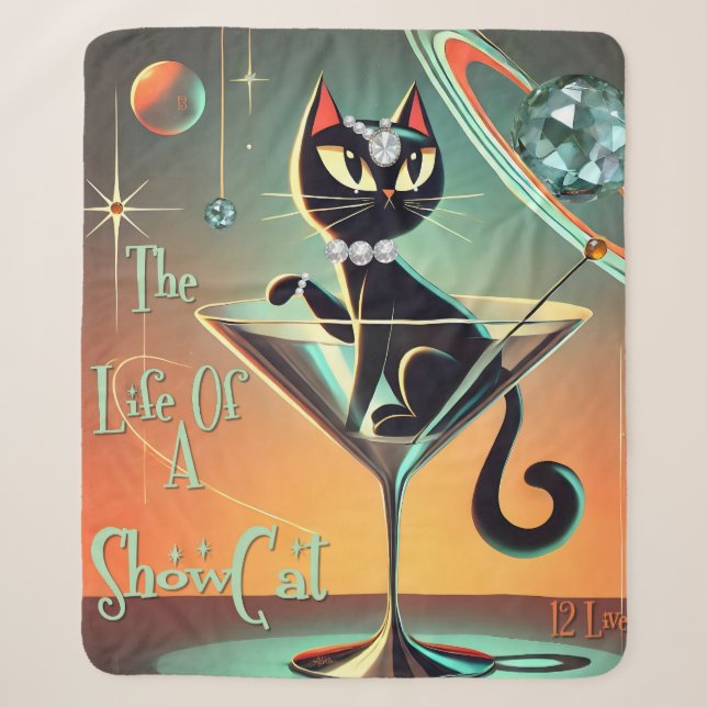 The Life Of A Showgirl Cat Sherpa Blanket (Front)