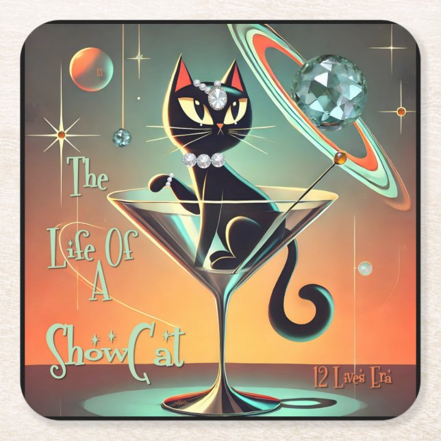 The Life Of A Showgirl Cat Square Paper Coaster (Front)