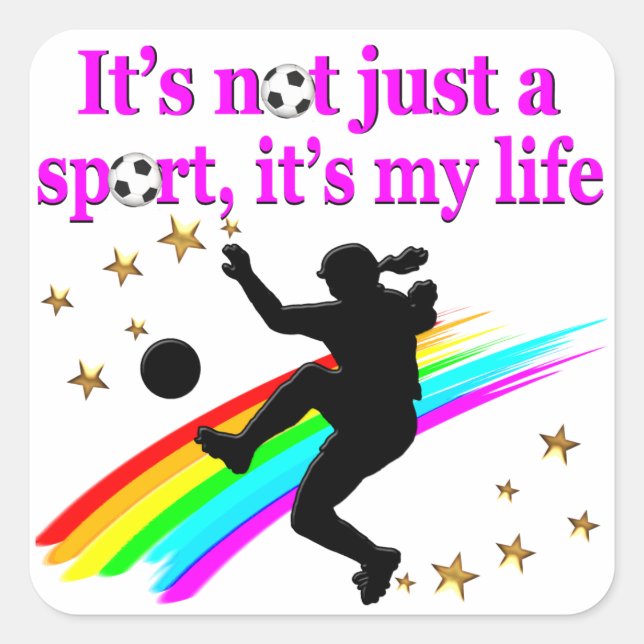 THE LIFE OF A SOCCER CHAMPION DESIGN SQUARE STICKER (Front)