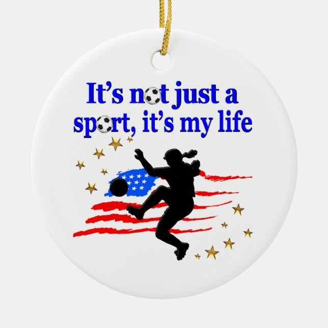 THE LIFE OF A USA SOCCER PLAYER DESIGN CERAMIC ORNAMENT (Front)