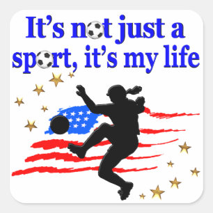 THE LIFE OF A USA SOCCER PLAYER DESIGN SQUARE STICKER