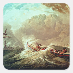 The Lifeboat off Tynemouth Bay Square Sticker
