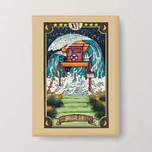 The Lifeguard Tower Funny Tarot Card Button