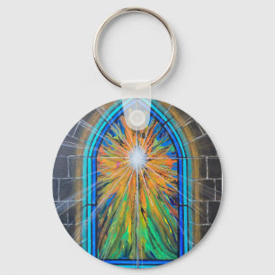 The Light 3 Church Stained Glass Window Keychain