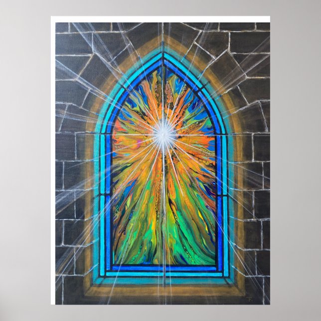 The Light 3 Church Stained Glass Window  Poster (Front)