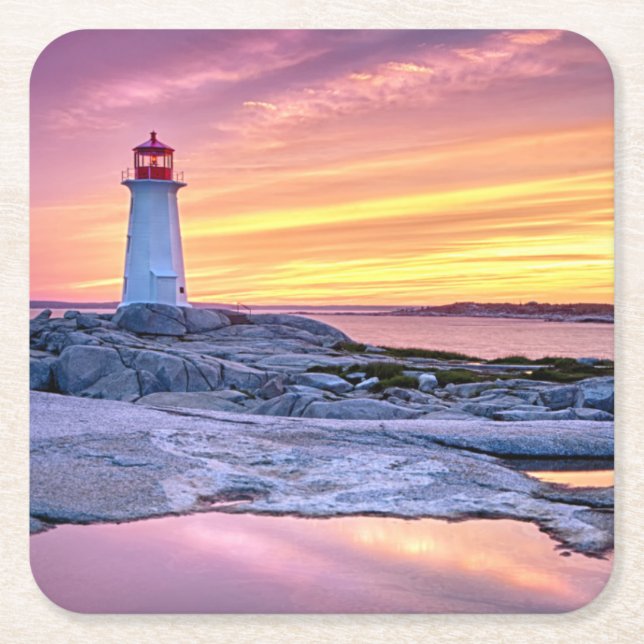 The Light Keeper | Peggy'S Cove Square Paper Coaster (Front)