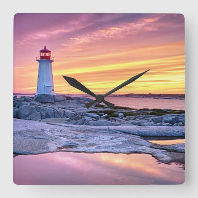 The Light Keeper | Peggy'S Cove Square Wall Clock (Front)