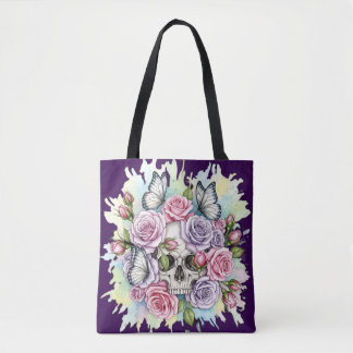 The Light Legacy - Gothic Skull & Rose Tote Bag