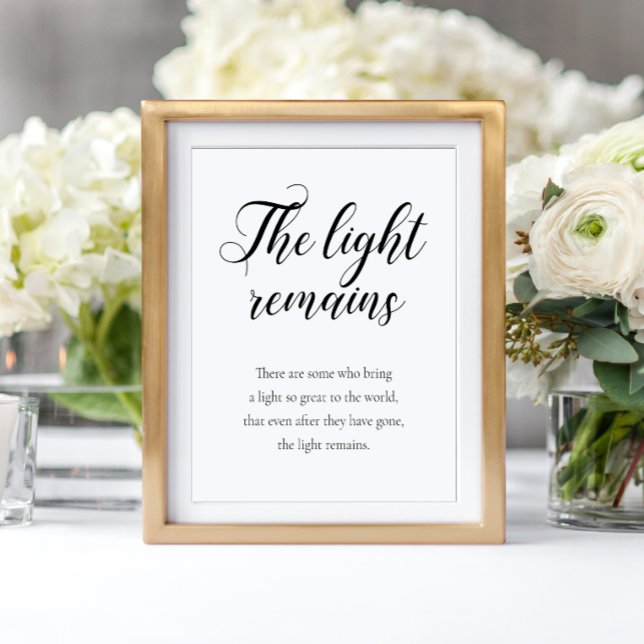 The Light Remains Modern Memorial Wedding Poster (Creator Uploaded)