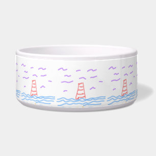 The Lighthouse and the Pier Ceramic Pet Bowl
