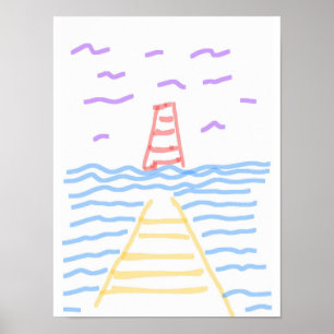 The Lighthouse and the Pier Poster