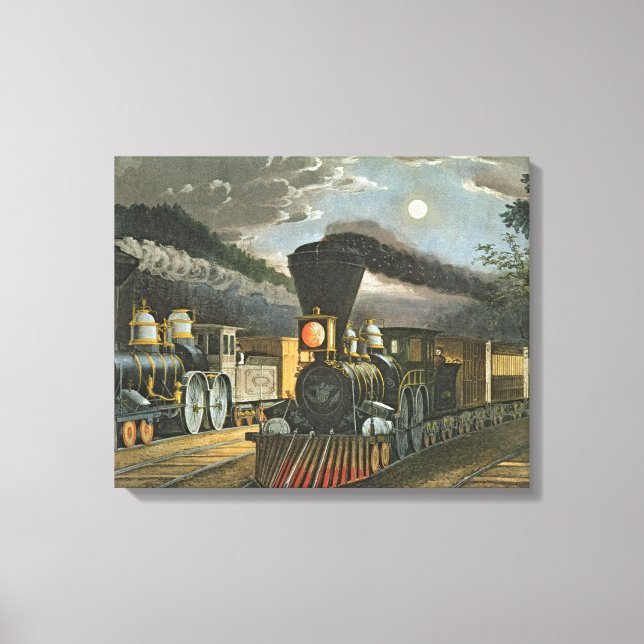 The Lightning Express Trains, 1863 Canvas Print (Front)