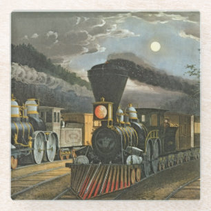 The Lightning Express Trains, 1863 Glass Coaster