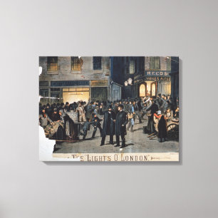 'The Lights O' London' (colour litho) Canvas Print
