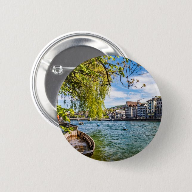 The Limmat River, Zurich 2 Inch Round Button (Front & Back)