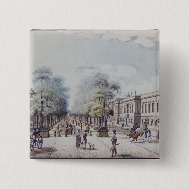 The Linden with the Academy, Berlin 2 Inch Square Button (Front)