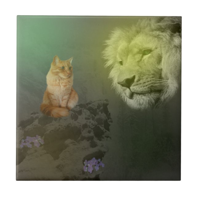 The Lion And The Cat, Ceramic Tile (Front)