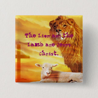 The Lion and the Lamb 2 Inch Square Button