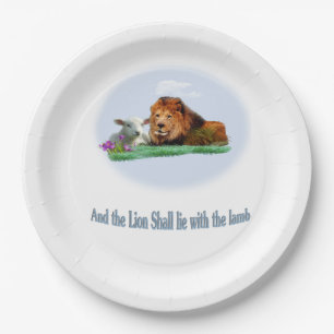 The lion and the lamb art paper plate