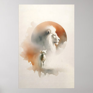 The Lion And The Lamb Watercolor Christian Bible Poster
