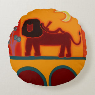 The Lion From Fulham Broadway 2008 Round Pillow