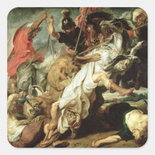 The Lion Hunt, 1621 Square Sticker