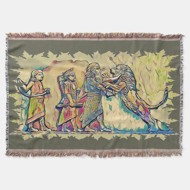 The Lion Hunters Throw Blanket (Front)