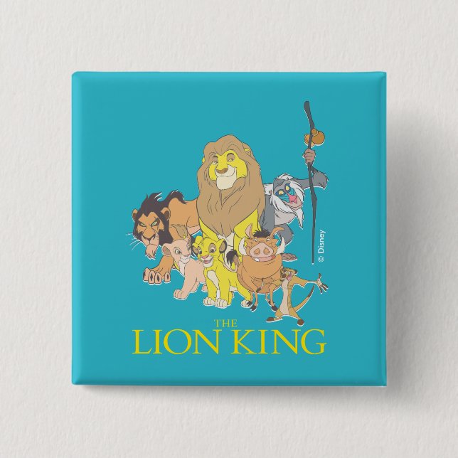 The Lion King | Title & Characters 2 Inch Square Button (Front)