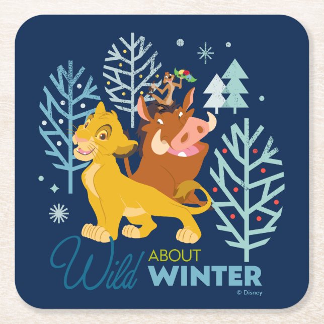 The Lion King | Wild About Winter Square Paper Coaster (Front)