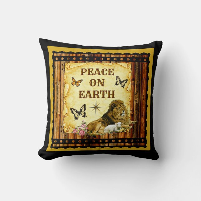 The Lion Lays Down With The Lamb Throw Pillow (Front)