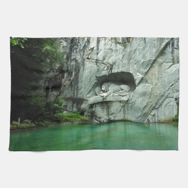The Lion Monument in Lucerne Kitchen Towel (Horizontal)
