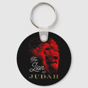 The Lion of Judah Black Red Gold Christian Keychain