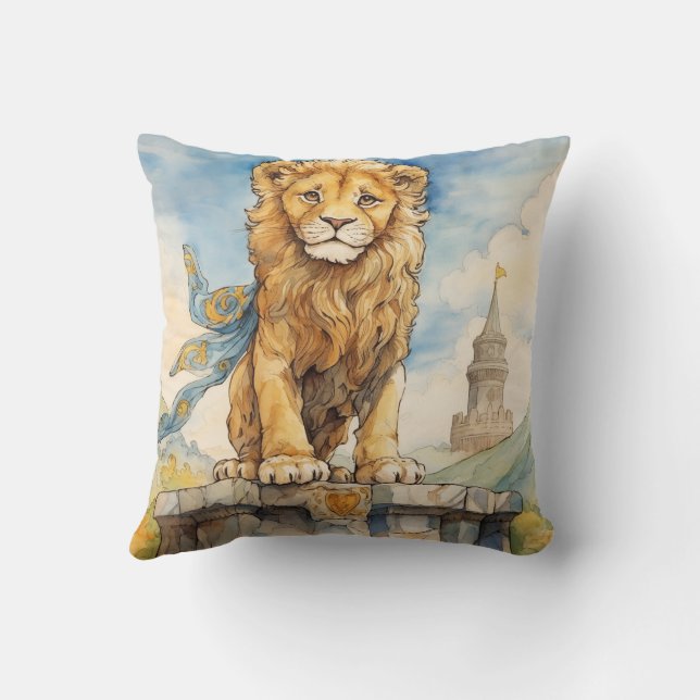 The Lion of Power and Grace Throw Pillow (Back)