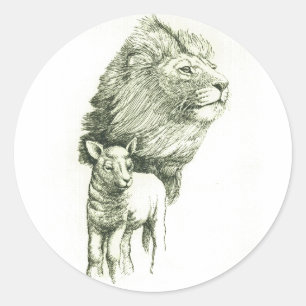 THE LION & THE LAMB CLASSIC ROUND STICKER