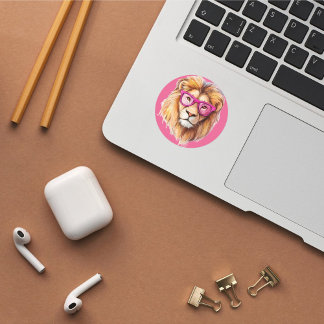 The Lion with Pink Glasses Sticker