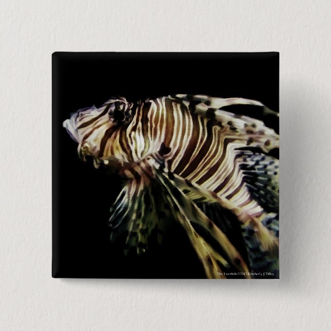 The Lionfish 2 Inch Square Button (Front)