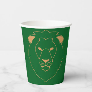 The Lion's Gaze: Golden Contour Paper Cups