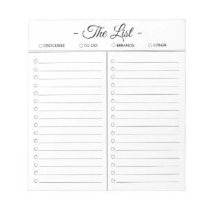 The List Customizable To Do List Notepad