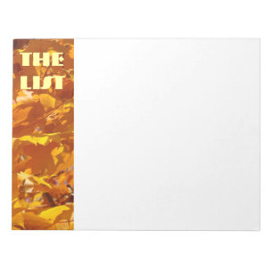 THE LIST notepads Personalize Golden Autumn Leaves